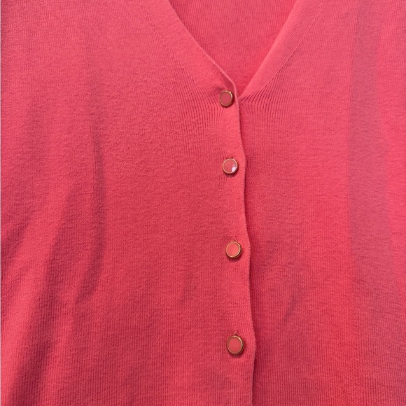 Talbots Pink Scallop Trim Cardigan - Picture 3 of 5